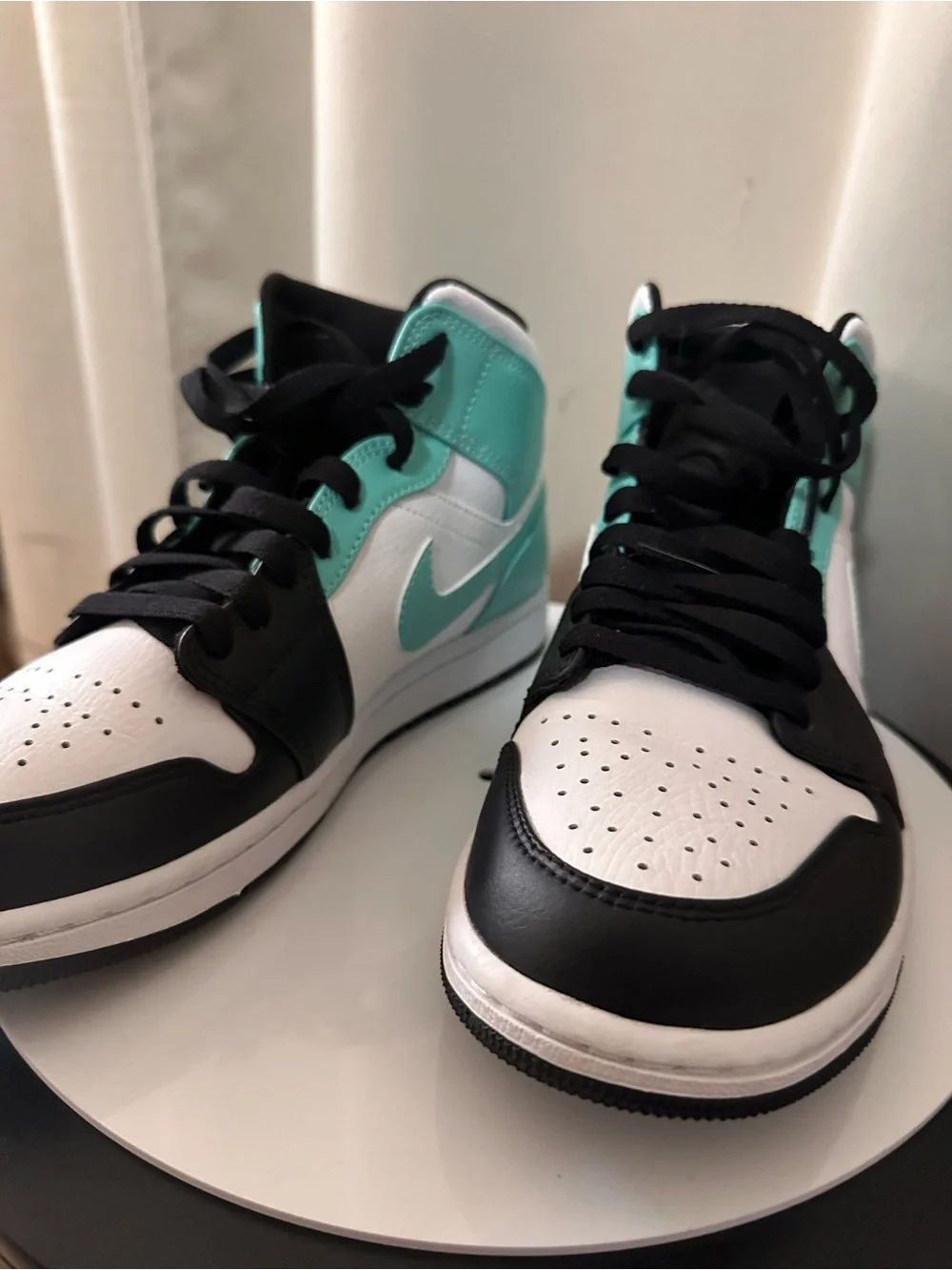 Nike Air Jordan 1 Mid White/Aurora Green/Black Sneakers - Men’s Size 8.5